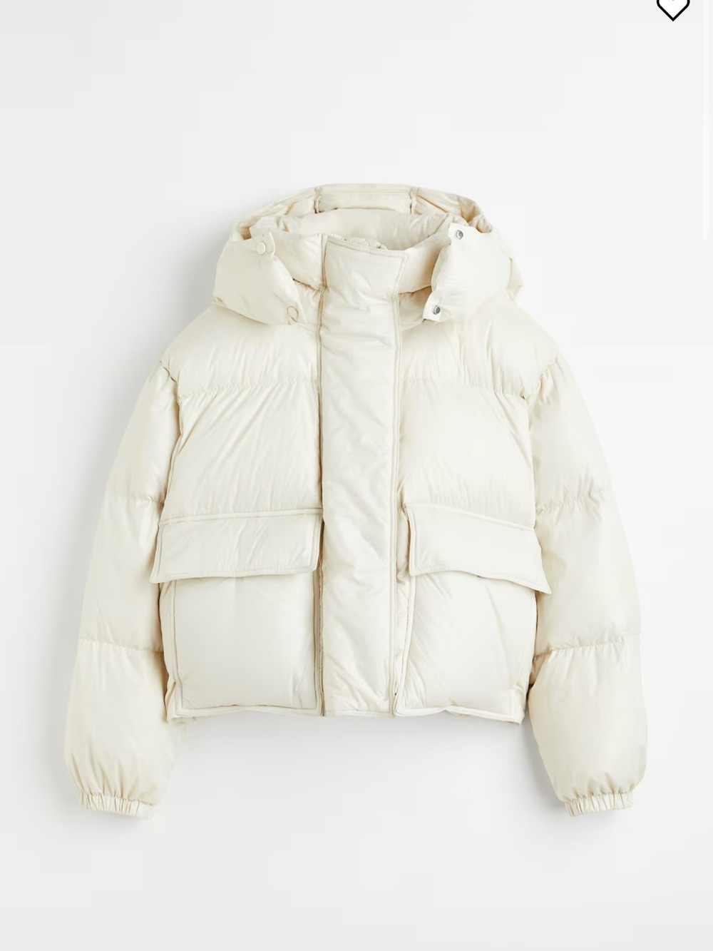 H&M Cream Short Puffer Jacket with Hood